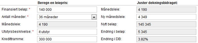 Dine kontaktopplysninger Her oppgir du dine kontaktopplysninger og du kan velge om vi skal sende leiekontrakten direkte til kunden(med kopi til deg), eller bare til deg. NB!