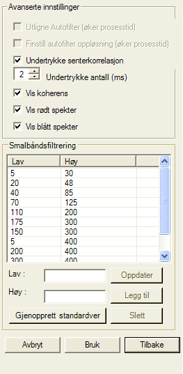 Smalbåndsfiltrering Hydrofoner med standardfilter 3-250 Hz på 160 mm PVC ledning.