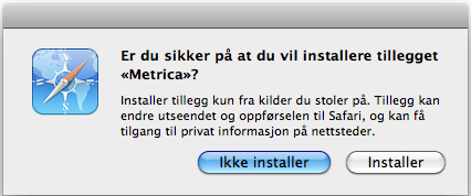 5. På noen datamaskiner vil du få spørsmål om å installere tillegg som kan hete «Metrica», «Spring GmbH» og «Barb Toolbar».