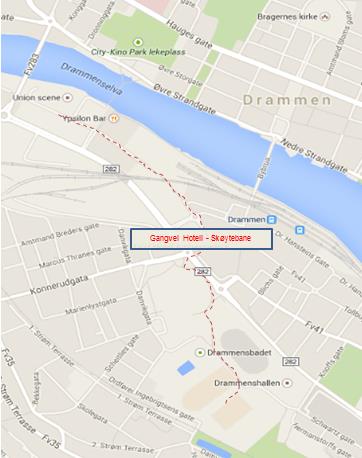 Adkomst og Parkering: Det er mulighet for parkering ved Drammenshallen A, eller på enden av skøytebanen B (anbefales).