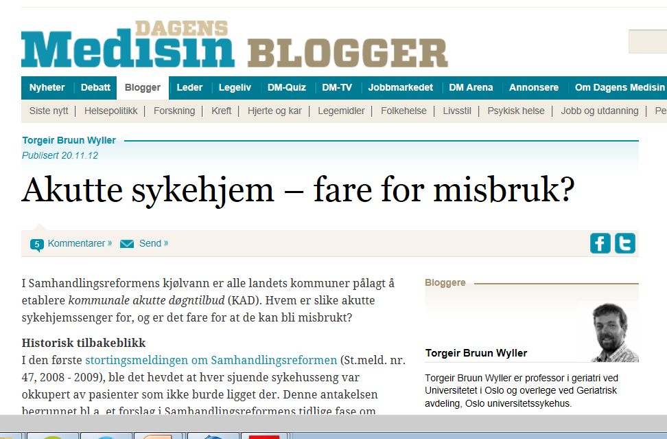 Vi må møte skepsis og motforestillinger med faglig gode og tjenlige ØHD-/KAD-tilbud Geriatere: Blir ØHD et billig og dårlig alternativ for sykehusinnleggelse for geriatriske pasienter med komplekse