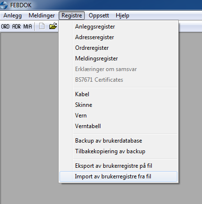 Lese inn backupfil fra versjon 5.0, eller eldre versjoner Nå er tidspunktet for å lese inn en backup fra en eldre versjon av FEBDOK.