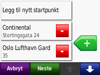 Bruke egendefinerte ruter Trykk på Hvor skal du? > Egendefinerte ruter. Velg ruten du vil kjøre, og trykk på Kjør!