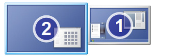 Innstillinger for to skjermer Bruke flere skjermer Oppsett av to skjermer har aldri vært enklere. I Windows 7 er det gjort meget enkelt å sette opp flere skjermer.