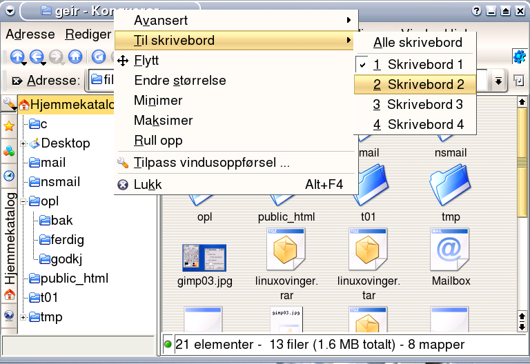 KDE skrivebordsmiljø side 7 av 12 Når det gjelder skrivebordet og utseende velger du Utseende og temaer. Her kan du tilpasse skrifttyper og størrelse, skrivebordstema, bakgrunn, vindusdekorasjoen m.m. Ønsker du annet språk?