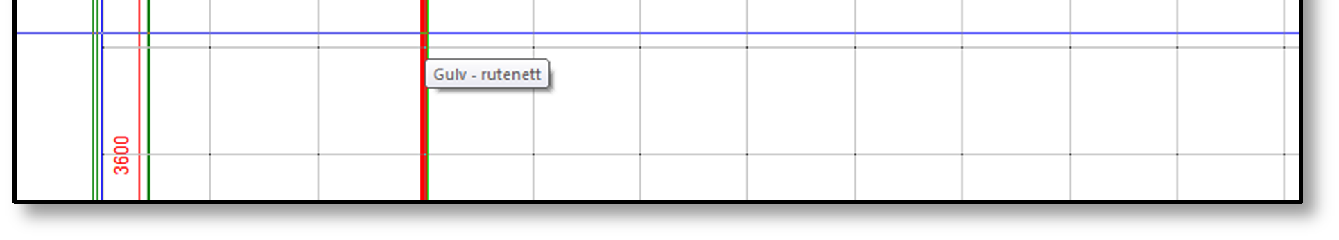 DDS-CAD Arkitekt 10 Vegg/gulv Kapittel 2 9 Gulvet blir markert på planen med et rutenett på 60 x 60.