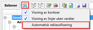 Linjeinndelingen har visning i kr, tusen kr og millioner kr, med en til fire, eller ingen desimaler. Innstillinger av kroneenhet for utskrift settes imidlertid i Innstillinger til årsregnskap.