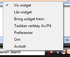 Innstillinger Det er mulig å modifisere Client Tools etter dine egne ønsker. Dette gjør du enkelt ved å høyreklikke på Searchdaimon ikonet i systemstatusfeltet.