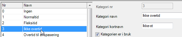 Eksempel på registreringssiden: 4. Kategori-kortnavn Under menyen koderegistre og kategori er det lagt inn en ny rubrikk med kortnavn.