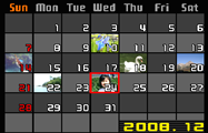 Fremvisning av bilder i kalenderskjermen 1. I PLAY-modus, skyv zoomkontrollen to ganger mot w (]). Dette vil fremvise kalenderskjermen som viser første fotograferte bile for hver dag.