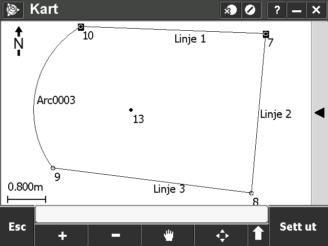 Legg inn punkter, linjer og kurver Trykk på "Tast inn" og velg det du vil legge inn. Punkter - Legg inn eksisterende (og fiktive) punkter med koordinater og høyde.