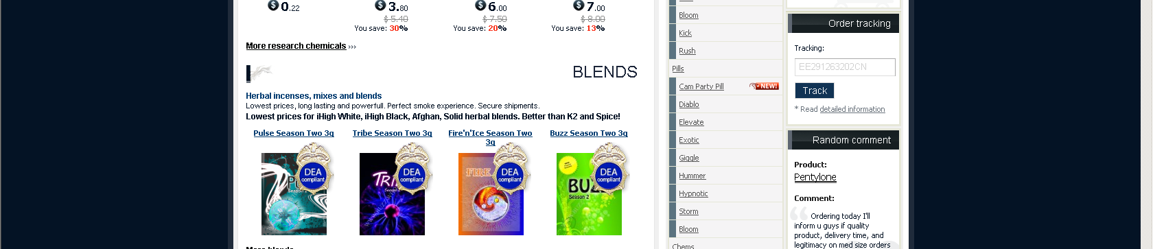 com) Blends (4) Salts (10) Pills (9) Chems (RC):