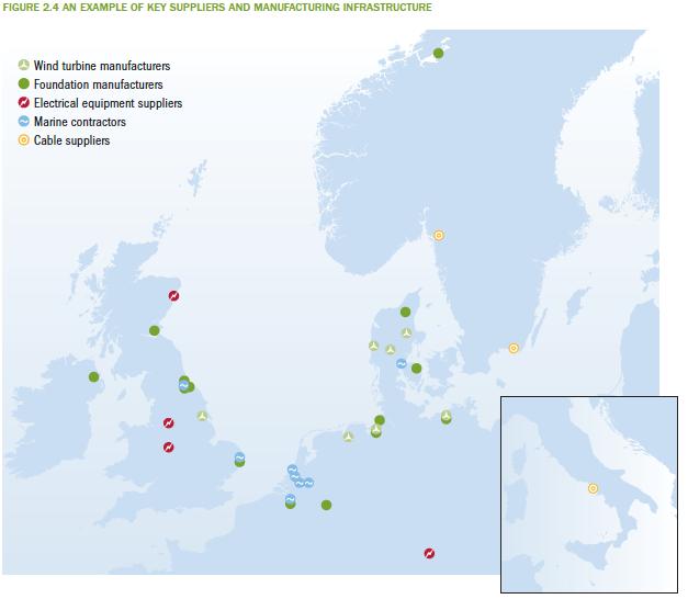 Rapporten peker på status og framtidige planer for utbygging av offshore vindkraft.