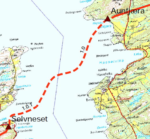 Side 72 6.3.1.2 Trondheimsfjorden Figur 5: Trondheimsfjorden Kort beskrivelsen av traseen Sjøkabelen er ca. 7 km lang og berører Rissa og Agdenes kommuner.