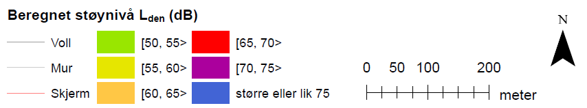 Figur 4-7: Strategisk støysonekart basert på trafikkprognoser > ÅDT 8200 (Statens vegvesen, apr. 2012) 4.