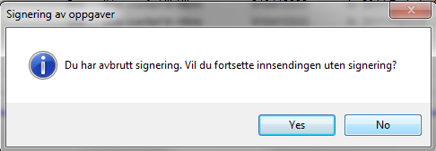 a) Hvis du har valg Ja til å sende skjema direkte til Altinn i oppgaven Kartotek Firmaoppsett og mappen Oppsett integrasjon, overfører systemet filen direkte til Altinn.