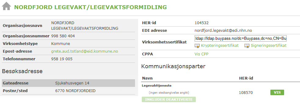 Legevakttjenesten er et unntak når det gjelder praksis for registrering i Adresseregisteret.