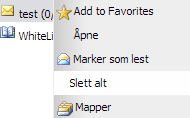 15 Inne på menysiden Mapper kan du også slette og gi nye navn til mapper Slette mange e-postmeldinger For å sette slette mange e-poster samtidig har du flere valg.