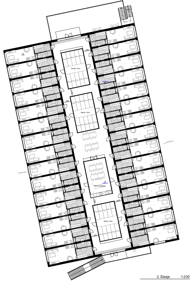 Vedlegg 1: Planløsning, studentboliger, 2 etasje