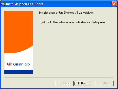 2.3 Installing Installasjonen er nå i gang. (Merk: ingen passord behøves på demo versjonen av V3). Systemet oppdateres.. 2.4 Installasjonen er fullført Velg Fullfør for å fullføre installasjonen.