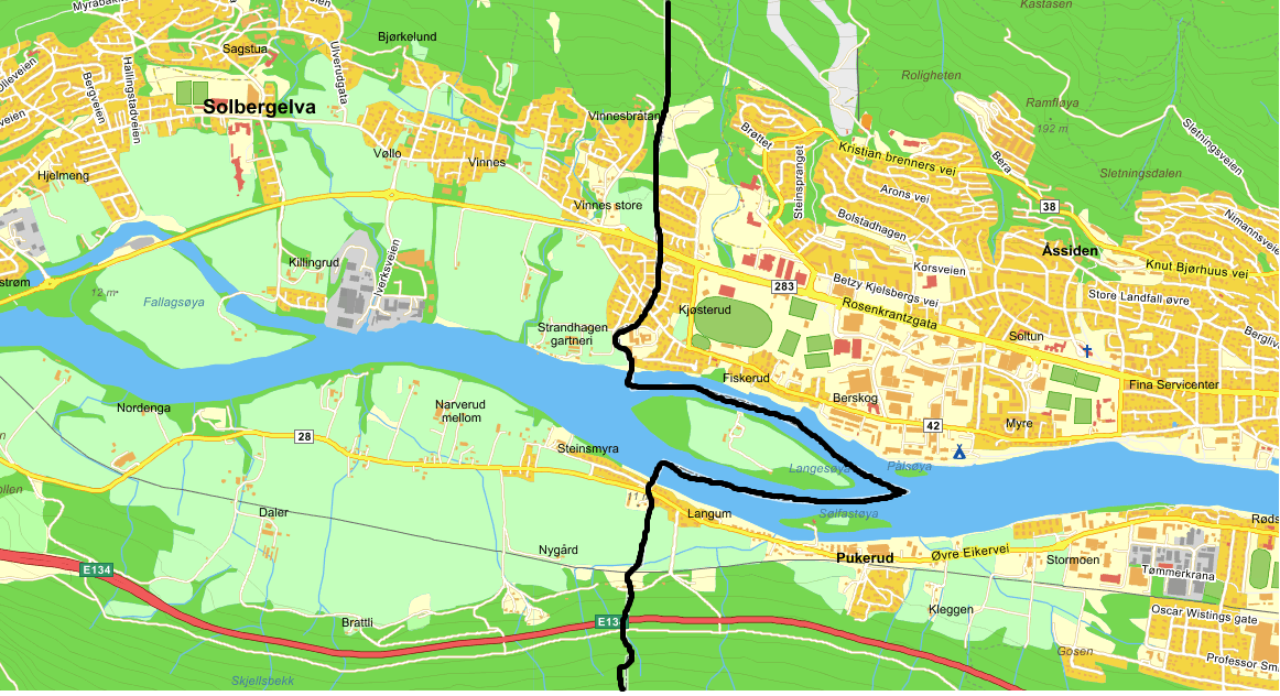 Drammen vest Kartkilde: Gule