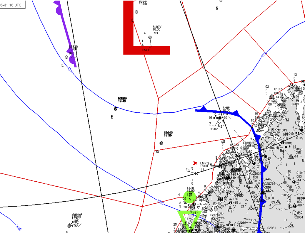 Statens Havarikommisjon for Transport Side 7 1.5.1 Vindobservasjoner 1.5.2 Bølger Det ble rapportert inn vindretning og styrke til Meteorologisk Institutt fra fartøyer i området: Mandag 31. mai kl.