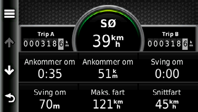 Vise trafikkvarsler Når du navigerer etter en bilrute, kan det hende at det vises et trafikkvarsel på navigasjonslinjen. Velg varselet for å se mer informasjon.