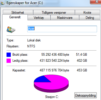 Dere skal inspisere diskene. Velg My Computer, høyre-klikk på datamaskinens harddisk og velg properties. 8. Hvor stor er den? Hvor mye er i bruk? Hvor mye er ledig?