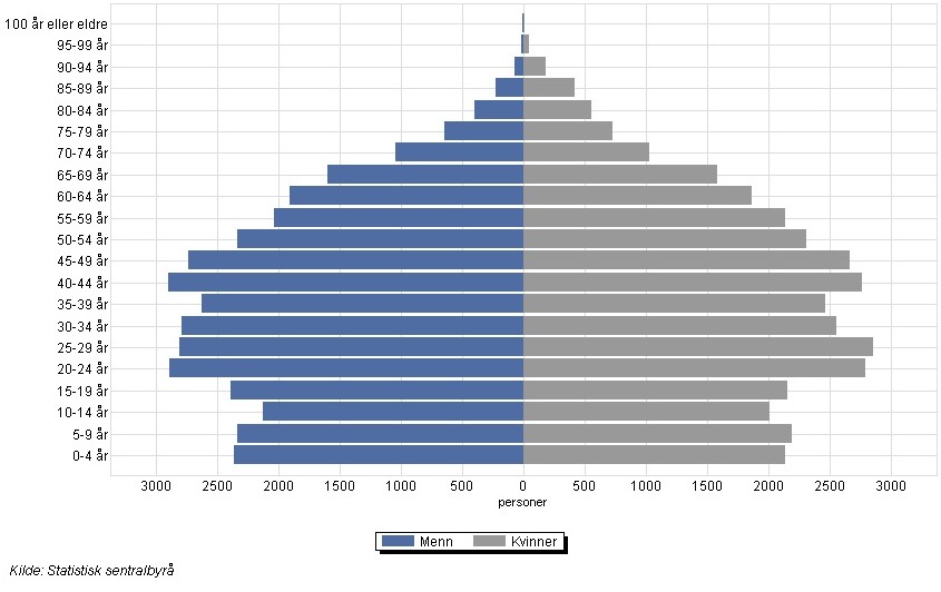 Befolkningspyramide per 1 januar etter