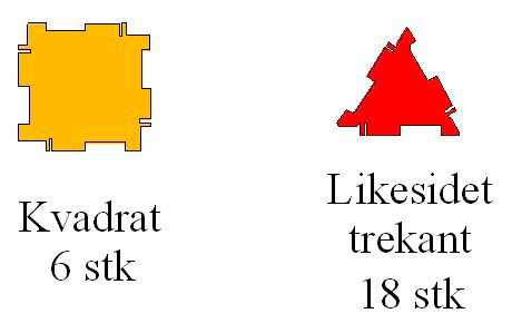 Eleven fikk utdelt det avgrensede området på et A4-ark. Figur 16 A) Avgrenset område B) 6 kvadrater og 18 likesidete trekanter (oppgave 6).