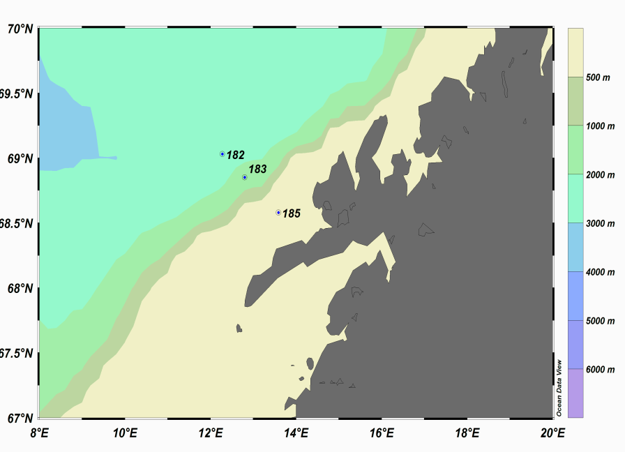 Figur 17. Beregna Ar i 150 m dyp på Stasjon M i 2013. Fargeskala viser temperatur. Figure 17. Calculated Ar at 150 m depth at Station M in 2013. The colour scale indicates temperature. 3.