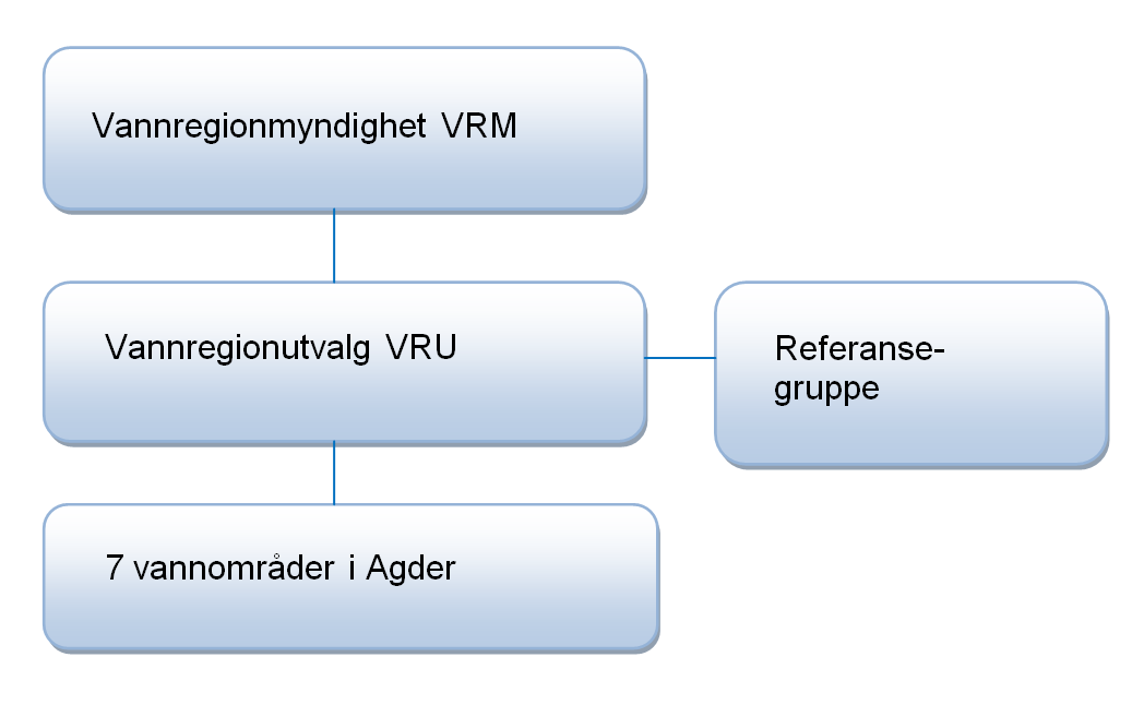 Figuren viser hvordan vanndirektivet beskriver organisasjonen som skal benyttes i arbeidet med vanndirektivet.