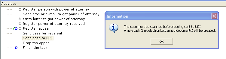 2.2.2 Handle appeal send case to UDI Når man i prosessen Handle appeal trykker på send case to UDI dukker denne