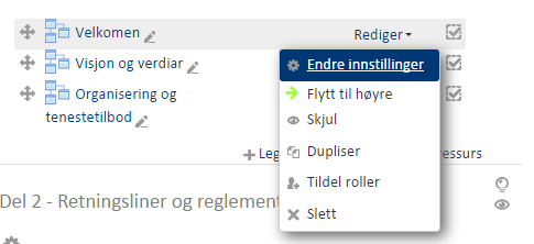 Hvordan sletter vi leksjoner? Gå inn på kurset / Trykk på knappen Rediger på aktuell leksjon og velg Slett. Hvordan slette et kurs? Her har vi pr i dag ikke anledning til selv å slette hele kurs.