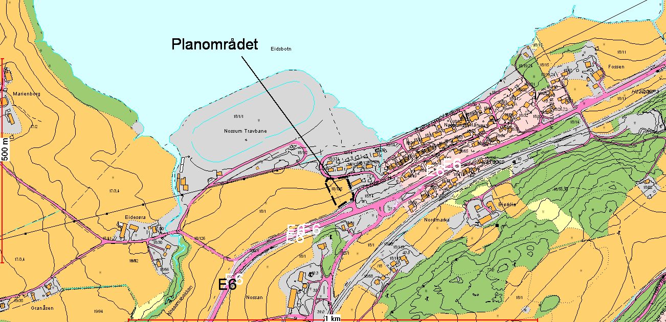 Planområdet Planområdet er på 3,2 daa og ligger sør for Eidsbotn og sørvest for Levanger sentrum. Planområdet som søkes endret ligger sørvest (i utkanten) av det utbygde boligfeltet.