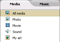 9.2.3. Medier I Medier kan du administrere fotografier, filmer og musikkfiler separat, opprette og redigere et e get album og administrere redigerte filer.