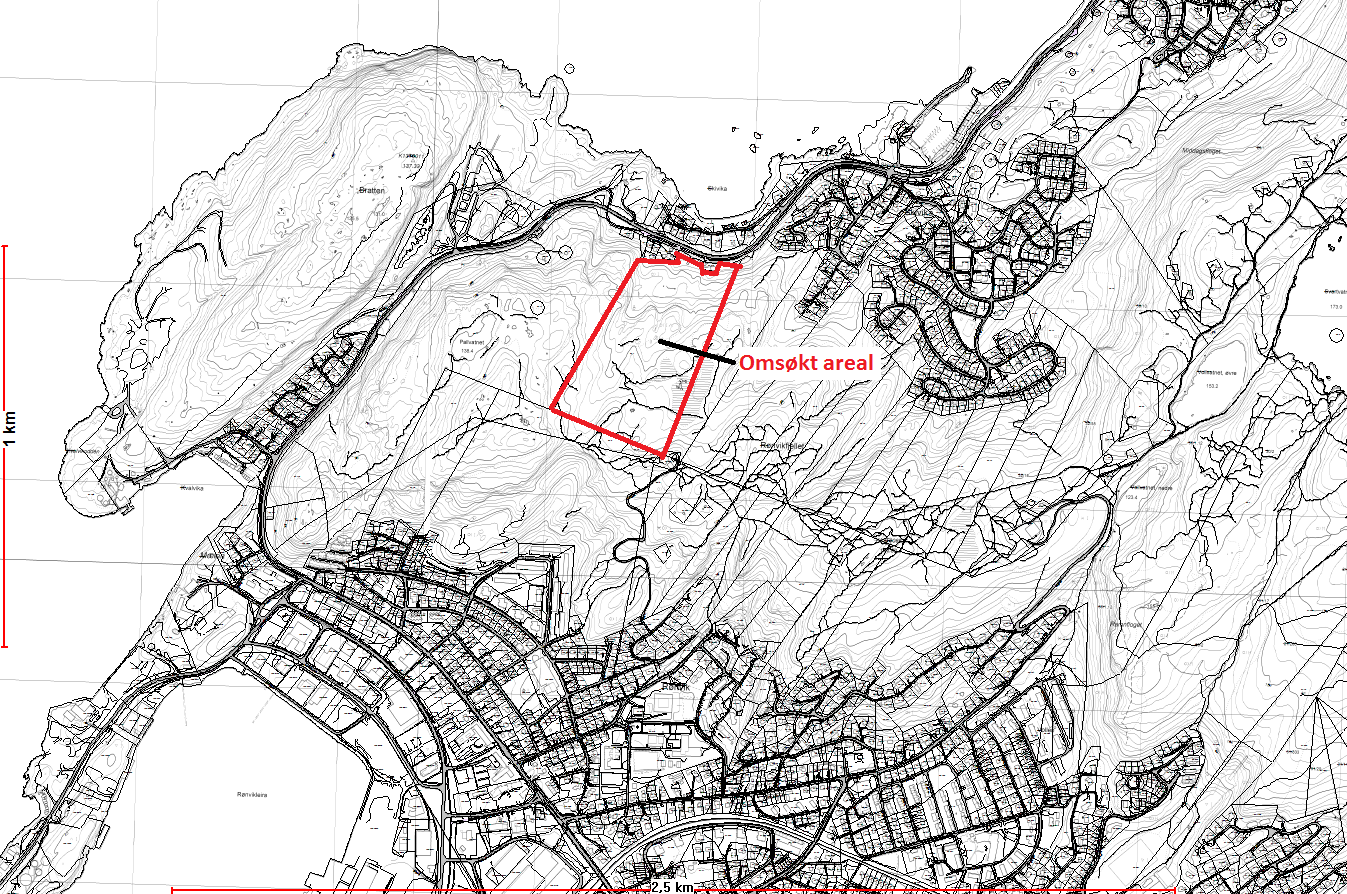 Innspill nr. 15 Område: Rønvikfjellet, gnr. 32 bnr. 7. Rønvikfjellet AS. Forslag: Boligområde. Omsøkt areal ligger på Rønvikfjellet og ligger sørvest for bebyggelsen i Skivika og nord for Linken.