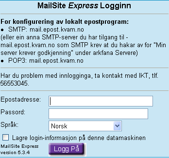 Bruka e-post lesaren til Kvam herad Alle ansatte i Kvam herad har gratis e-post via heradet sine nettsider. LOGGE INN OG UT AV E-POSTLESAREN TIL KVAM HERAD Logga inn og ut av e-postlesaren på www.