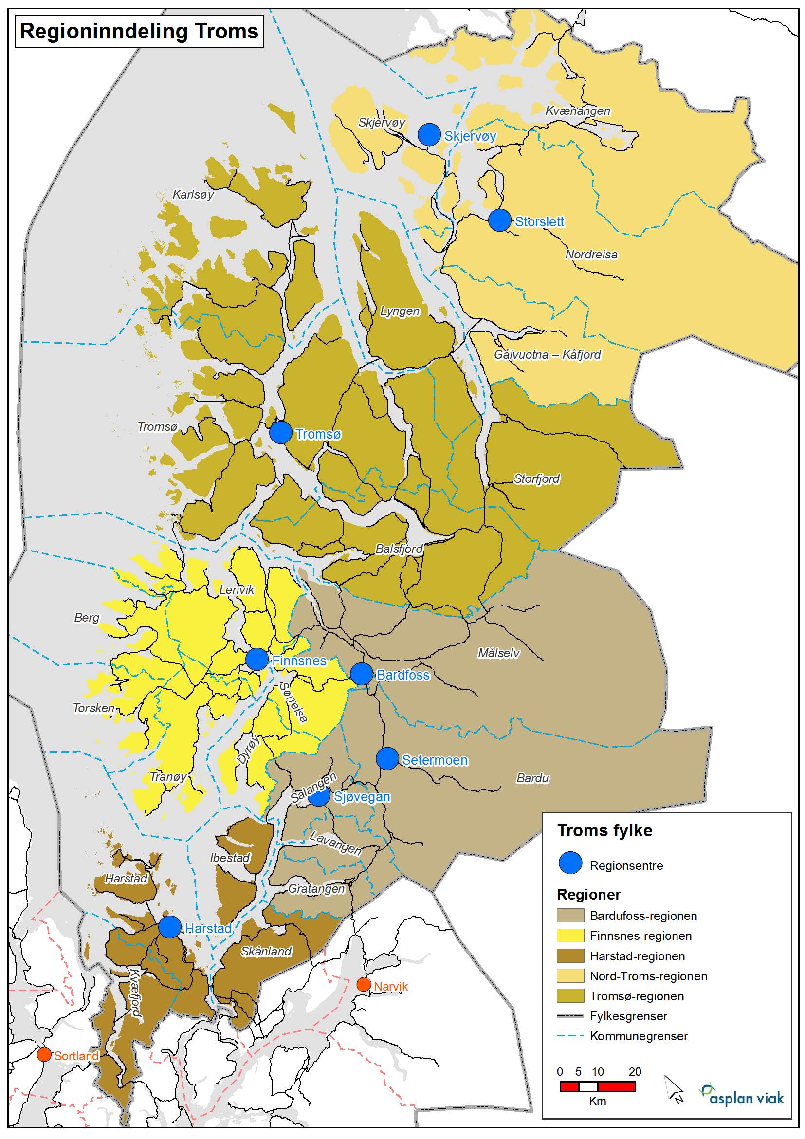 Regional handelsanalyse for Troms 59 6 NÆRMERE OM HANDELSREGIONENE I TROMS Figur 6-1.