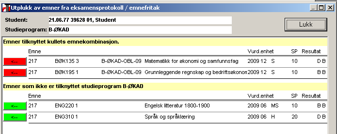 2.3.4 Inkludering av interne vurderinger/emner i utdanningsplanen Dersom obligatorisk emne skal erstattes av annet emne ved UiS, så settes først det aktuelle emnet som skal utgå, som erstattet av