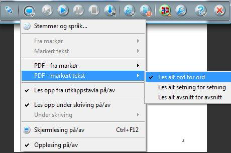 Du kan velge andre strategier i menyene. Bruk knappene Les, pause og Stopp- på samme måte som i de øvrige strategier.