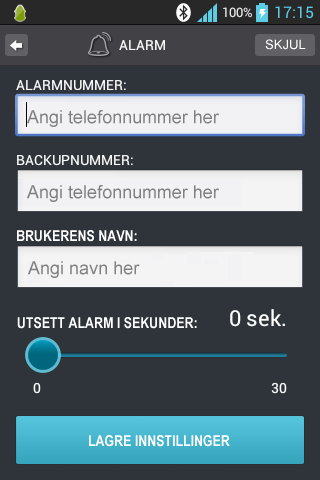 5. Epimobile applikasjonen Applikasjonen har et varslingsikon øverst i venstre hjørne av skjermen. Ikonet viser programmet og sensorens status.