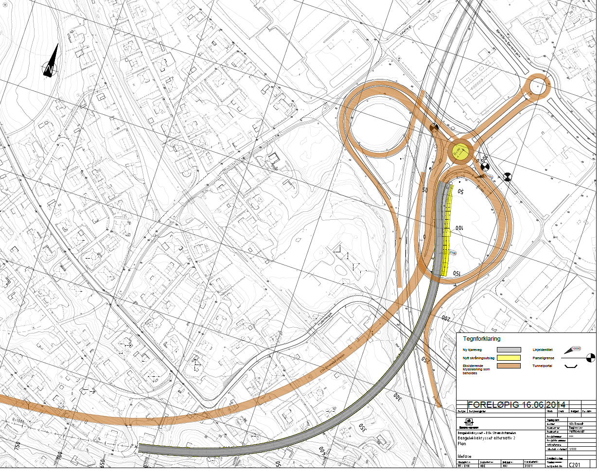 E134 Strømsåstunnelen Valgt kryssløsning på Bangeløkka Fordeler: Enkel og billig løsning som er kjent for trafikantene Ulemper: