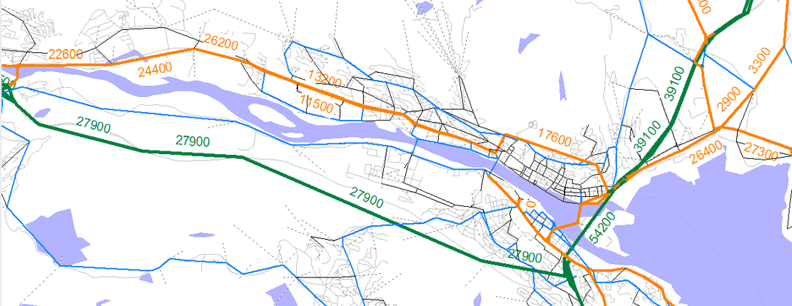 Trafikkmengder modell år 2040 Opphoping av trafikk på E18 i rushperioder Kryssene Bangeløkka, Kjellstad,