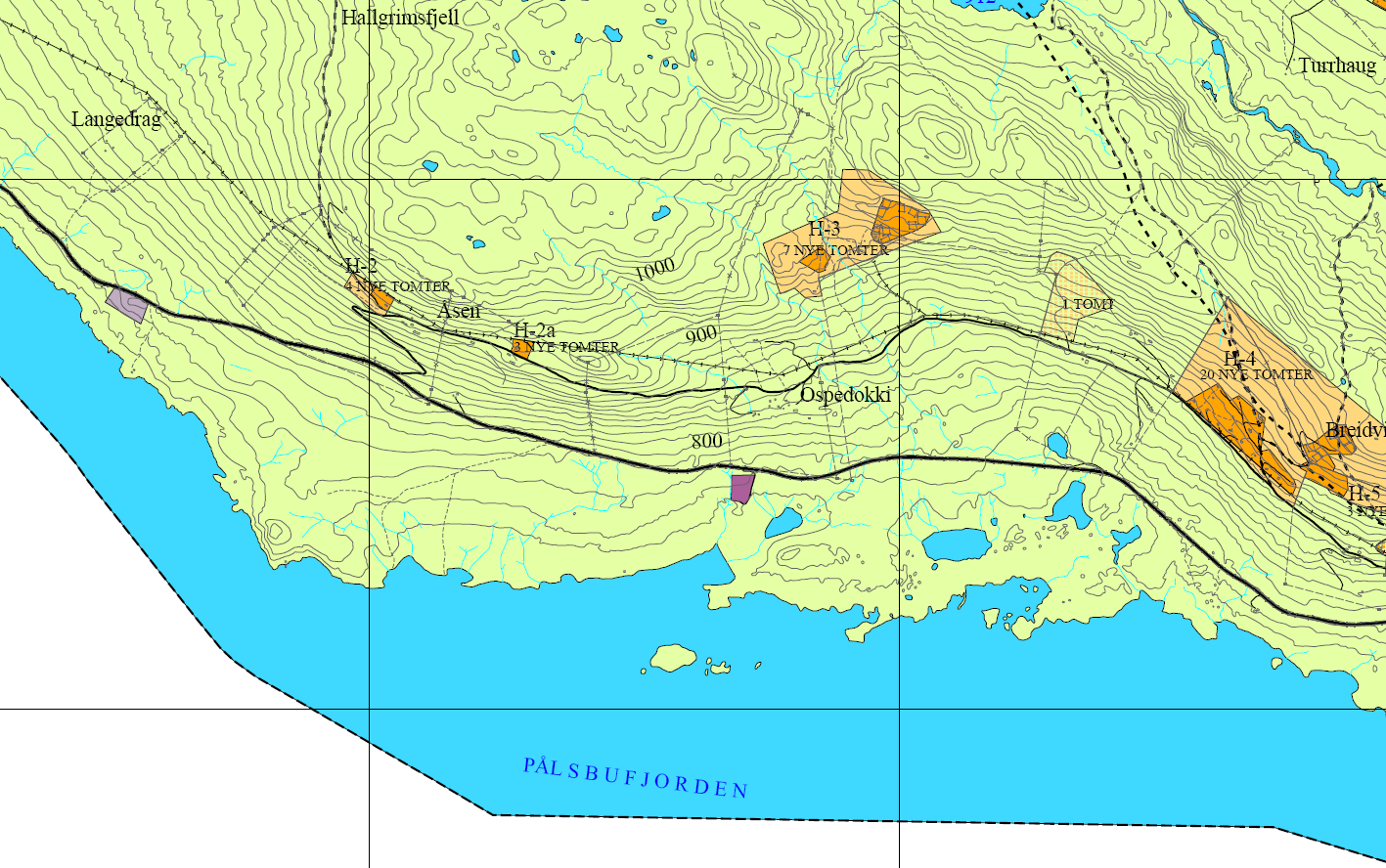 2. Områdebeskrivelse Planområdet er vist på kartutsnitt fra kommunedelplanen fra 2006, hvor også resipienten Pålsbufjorden, ca 1 km i sørvestlig retning, er vist på kartet. Planområde 3.