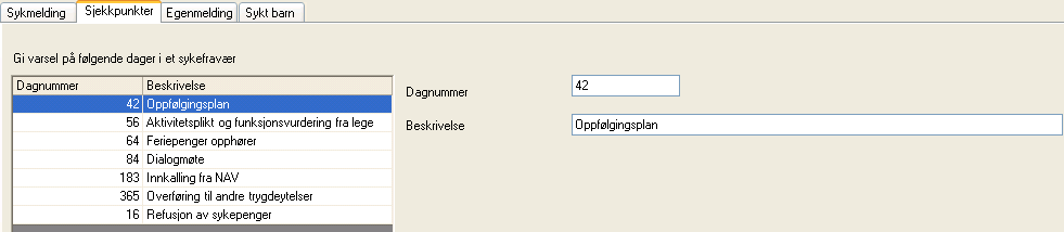 4. Regler for sykefravær Skjermbildet gir deg opplysninger om hvilke regler som gjelder for fraværssjekk.