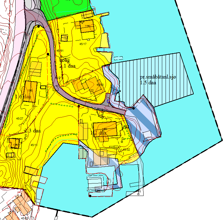 å bygge bolig nordvest for Sokn kai ble vedtatt i kommunestyret 15.09.2005. Området i sjø er vist som privat småbåtanlegg og trafikkområde i sjø. Planen har følgende aktuelle bestemmelser: 3.