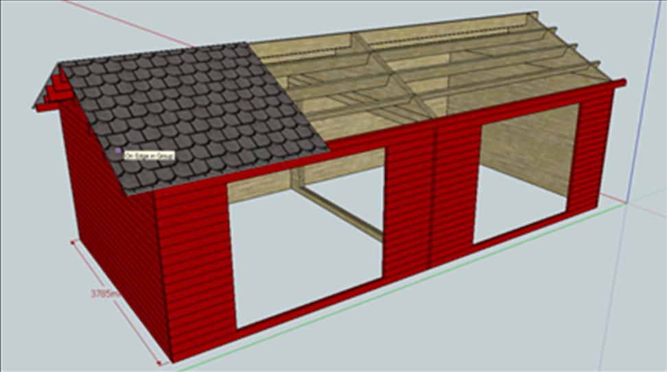 GROM HESTEHUS DOBBEL; 29,3 m2 YTRE MÅL 3,83 M X 7,66 M 29,3 M2 Åpninger 2 stk a 2 X 2,18 x 1,90 m LEVERANSEINNHOLD Mattilsynet krever at et er 3 tette vegger Dette betyr at alle åpningsvegger må være