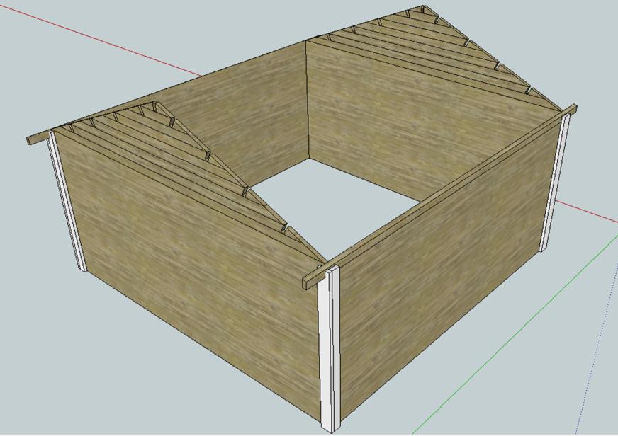 BYGGESETT A VEGGER 45 MM 20 RADER HVER RAD BYGGER NORMAL 111 MM TOTAL VEGGHØYDE ER CA 220 CM MNETREKANT ANTALL RADER VARIERER PER BYGG OG TAKVINKEL UTVENDIGE HJØRNER CA 145 X 140 MM DISSE GIR ET