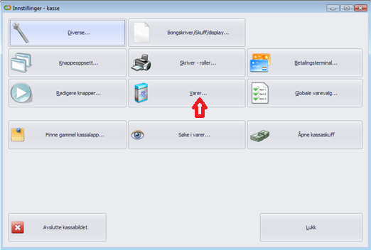 Legge inn varer: Gå til Varesalg.
